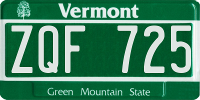 VT license plate ZQF725
