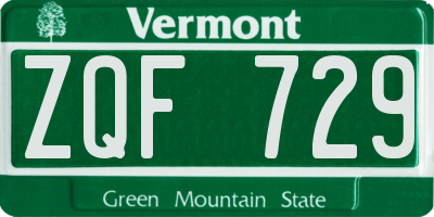 VT license plate ZQF729