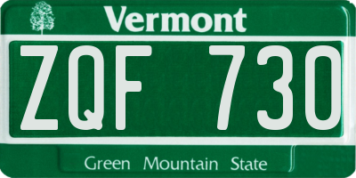 VT license plate ZQF730