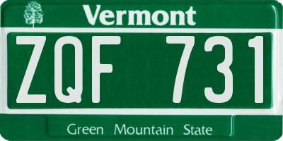 VT license plate ZQF731