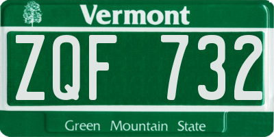 VT license plate ZQF732