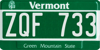 VT license plate ZQF733