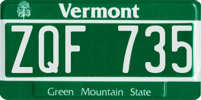 VT license plate ZQF735