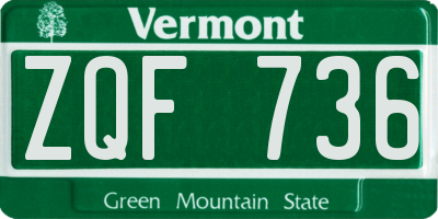 VT license plate ZQF736
