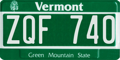 VT license plate ZQF740