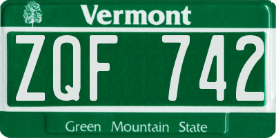 VT license plate ZQF742