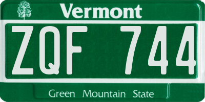 VT license plate ZQF744