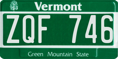 VT license plate ZQF746