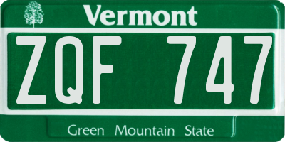 VT license plate ZQF747