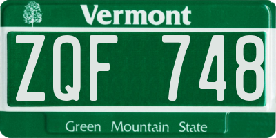 VT license plate ZQF748