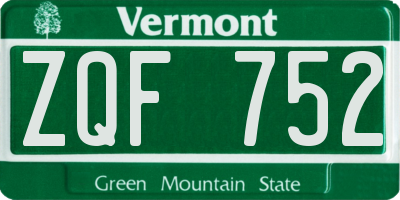 VT license plate ZQF752