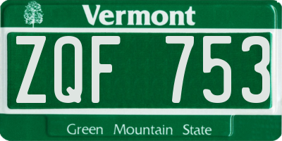 VT license plate ZQF753