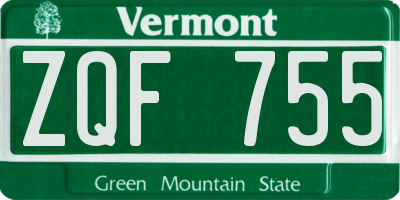 VT license plate ZQF755