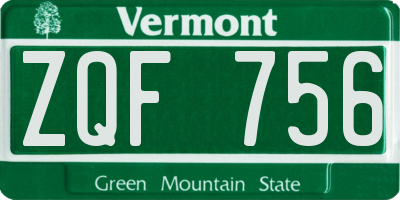 VT license plate ZQF756