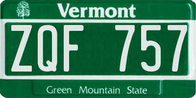 VT license plate ZQF757