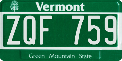 VT license plate ZQF759