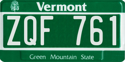 VT license plate ZQF761