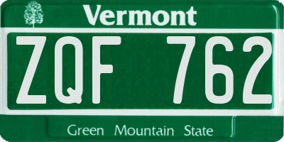 VT license plate ZQF762
