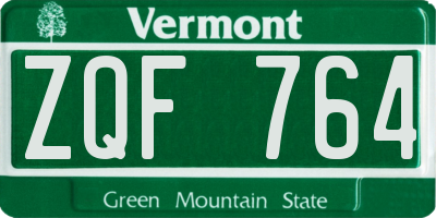 VT license plate ZQF764