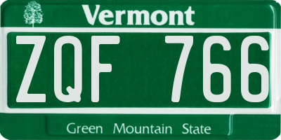 VT license plate ZQF766
