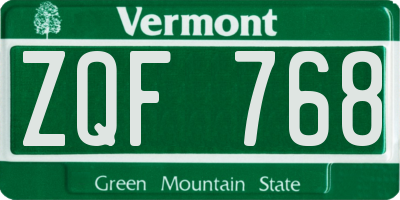 VT license plate ZQF768