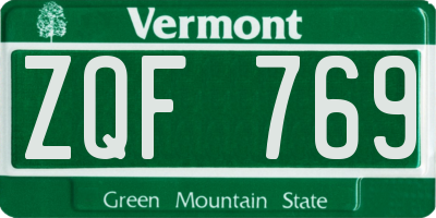 VT license plate ZQF769