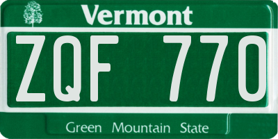 VT license plate ZQF770