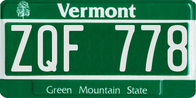 VT license plate ZQF778