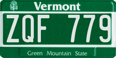 VT license plate ZQF779