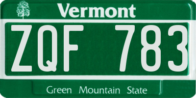 VT license plate ZQF783