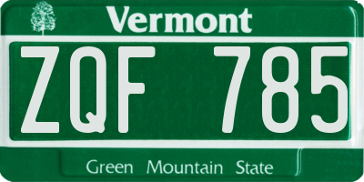 VT license plate ZQF785