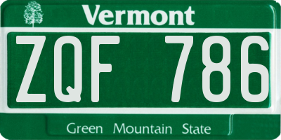 VT license plate ZQF786