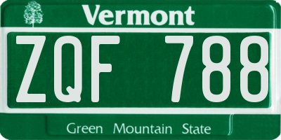 VT license plate ZQF788