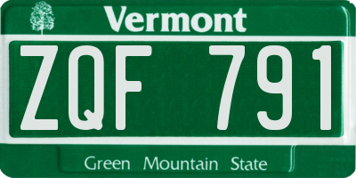 VT license plate ZQF791
