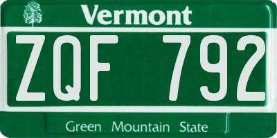 VT license plate ZQF792