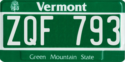 VT license plate ZQF793