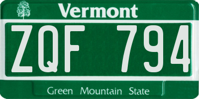 VT license plate ZQF794