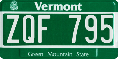 VT license plate ZQF795