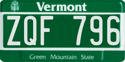 VT license plate ZQF796