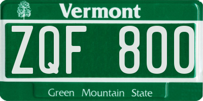 VT license plate ZQF800