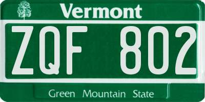 VT license plate ZQF802