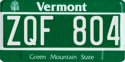 VT license plate ZQF804