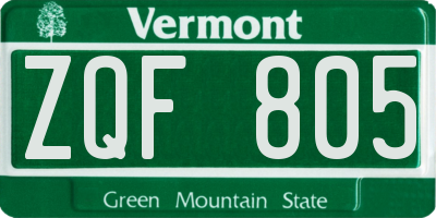 VT license plate ZQF805