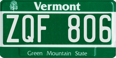 VT license plate ZQF806