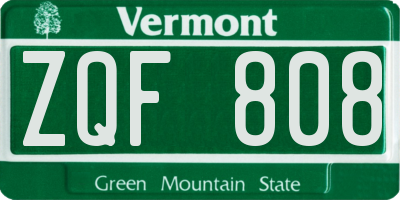 VT license plate ZQF808