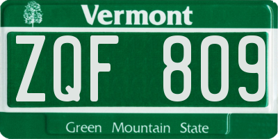 VT license plate ZQF809