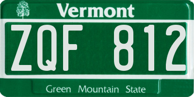 VT license plate ZQF812