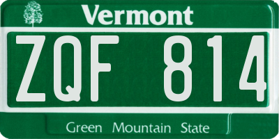 VT license plate ZQF814