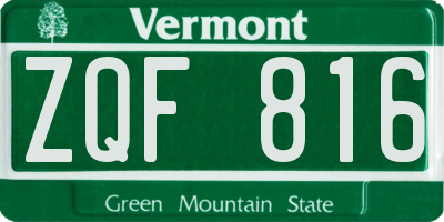 VT license plate ZQF816