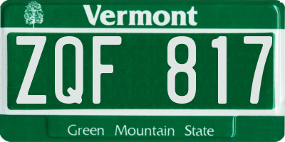 VT license plate ZQF817